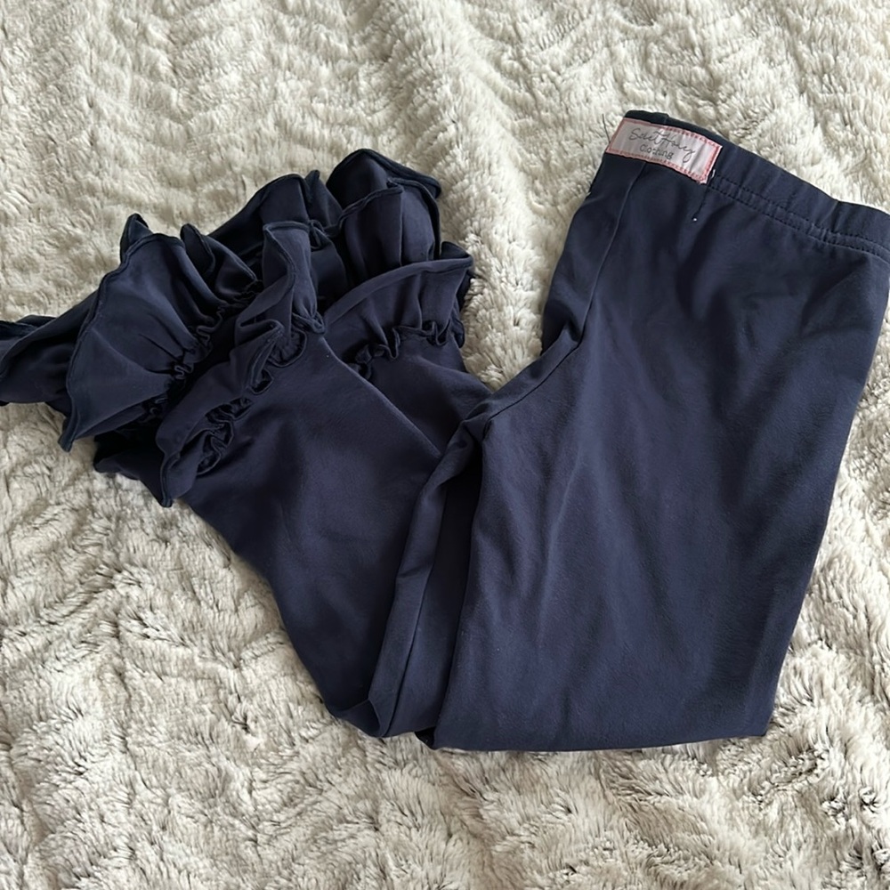 Girls 5 ruffle leggings navy blue